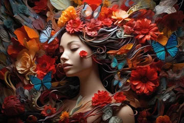 portrait of a woman in a wreath of flowers © rushay