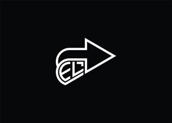 Minimal Awesome Trendy Arrow EL Logo Design Vector Template On Black Background