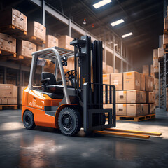forklifts truck in large warehouse,AI illustrative 