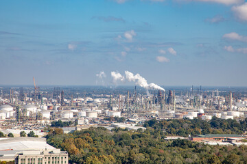 aerial of oil industry near Baton Rouge, Louisiana