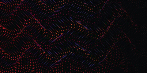 Abstract Waving Particle Technology Background Design. Abstract wave moving dots flow particles, hi-tech and big data background design for brochures, flyers, magazine, business card, vector line wave