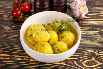 Boiled potato with oil and dill