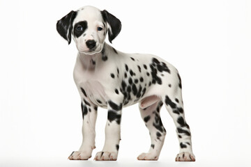 Side profile of a Dalmatian, known for its adorable spots and playful personality. Energetic charm is AI Generative.