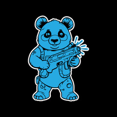 Bear blue And black color sticker