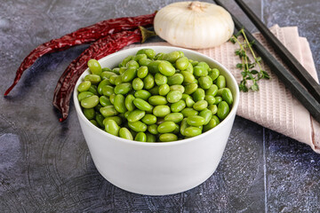 Bowl of delicious edamame beans