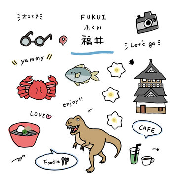 福井の手描きのアイコンセット