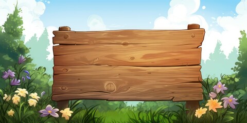 Whimsical Wooden Notice Board: A Charming Landscape for Your Fantasies - obrazy, fototapety, plakaty