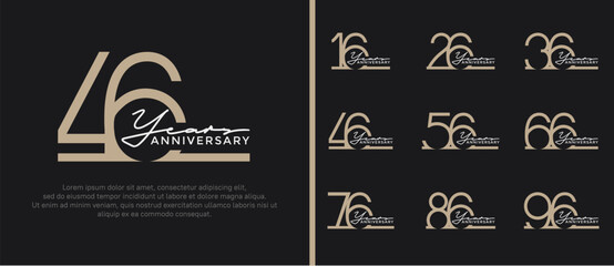 set of anniversary logo brown color on black background for celebration moment