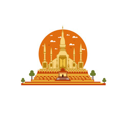 Amazing Pha That Luang monumental illustration in Loas