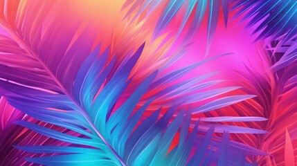 Vibrant Gradient Tropical Palm Leaves: A Burst of Color and Life in 250 Letters