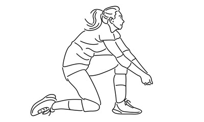line art of female professional volleyball player