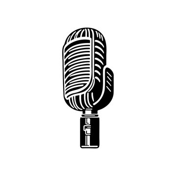 Microphone Icon hand draw black colour podcast logo symbol perfect.