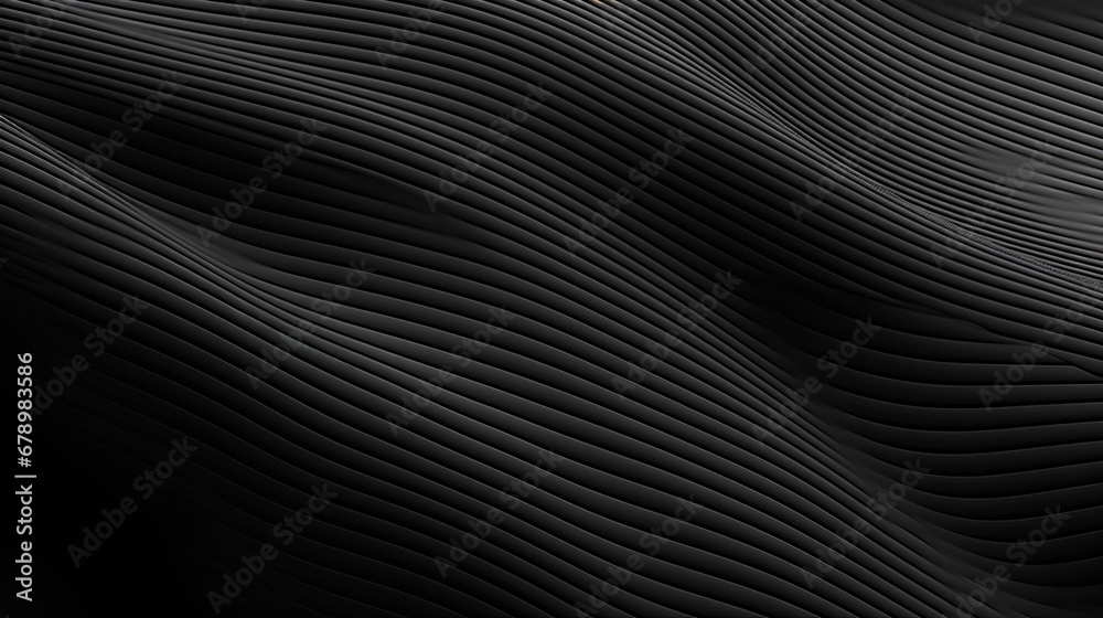 Poster gradient black background with wavy lines. 3d rendering.