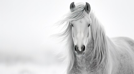 Majestic White Horse in Monochrome Elegance