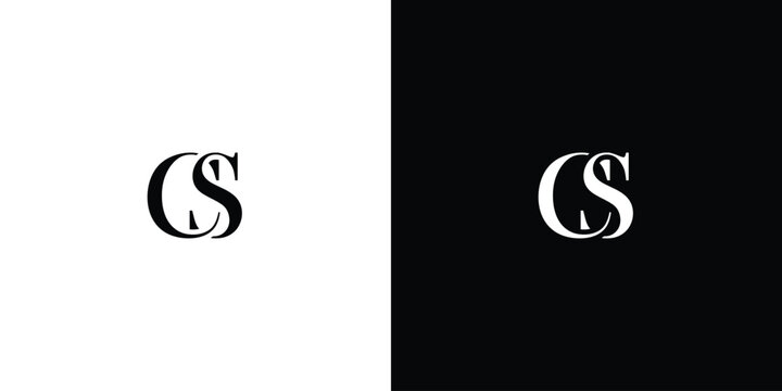 Abstract letter CS alphabet Typography fonts regular uppercase and lowercase vector illustration in black and white color
