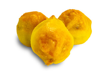 Delicious homemade mini pineapple  pies isolated on white background with clipping path.