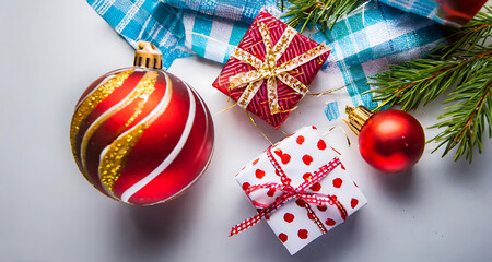 christmas decoration on red