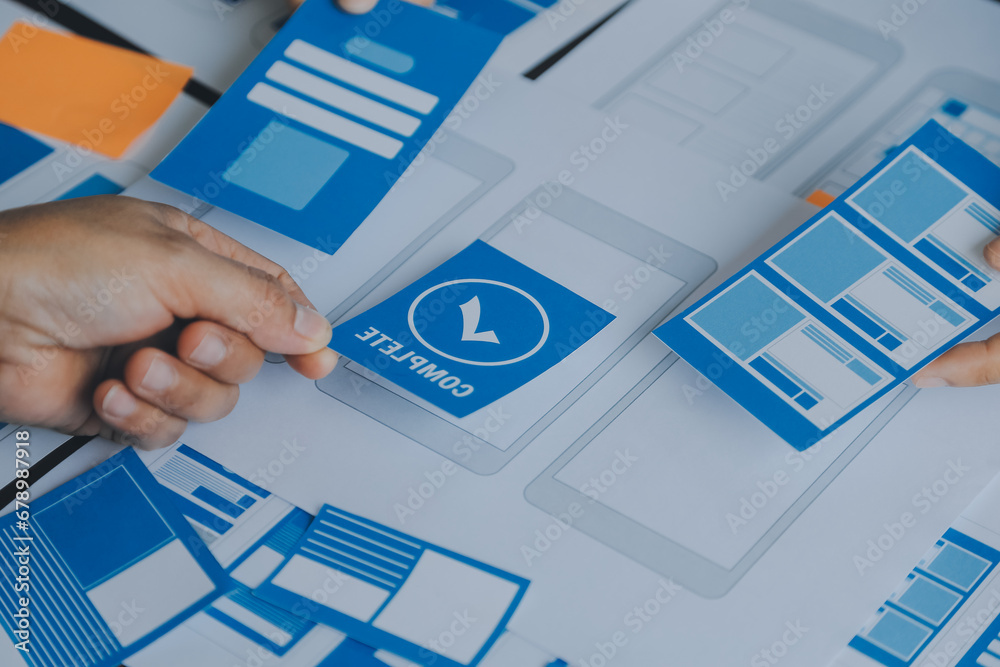 Wall mural ux graphic designer creative sketch planning application process development prototype wireframe for