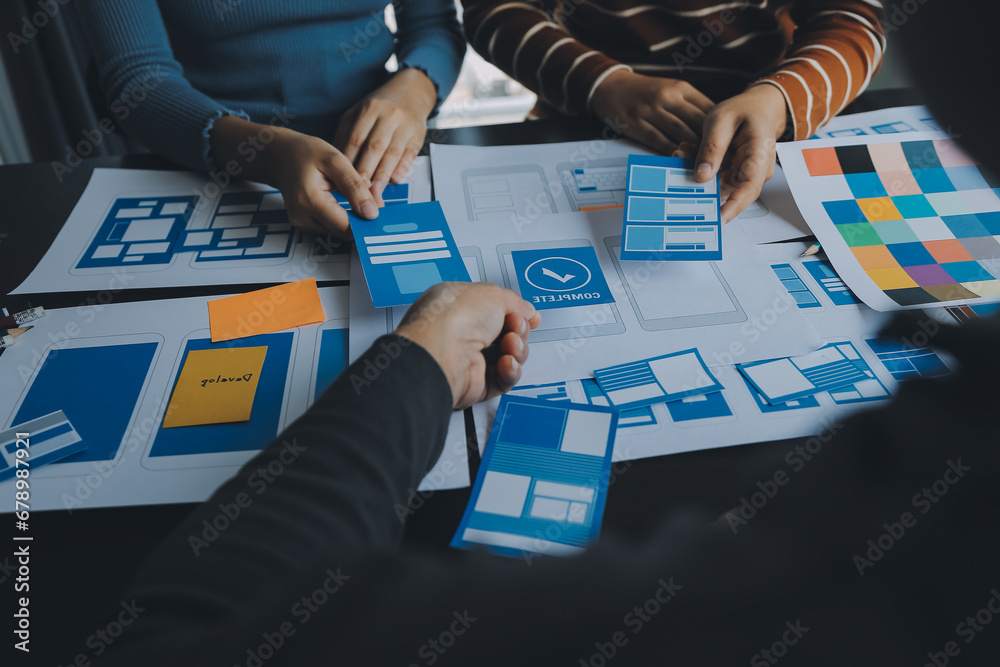 Wall mural ux graphic designer creative sketch planning application process development prototype wireframe for