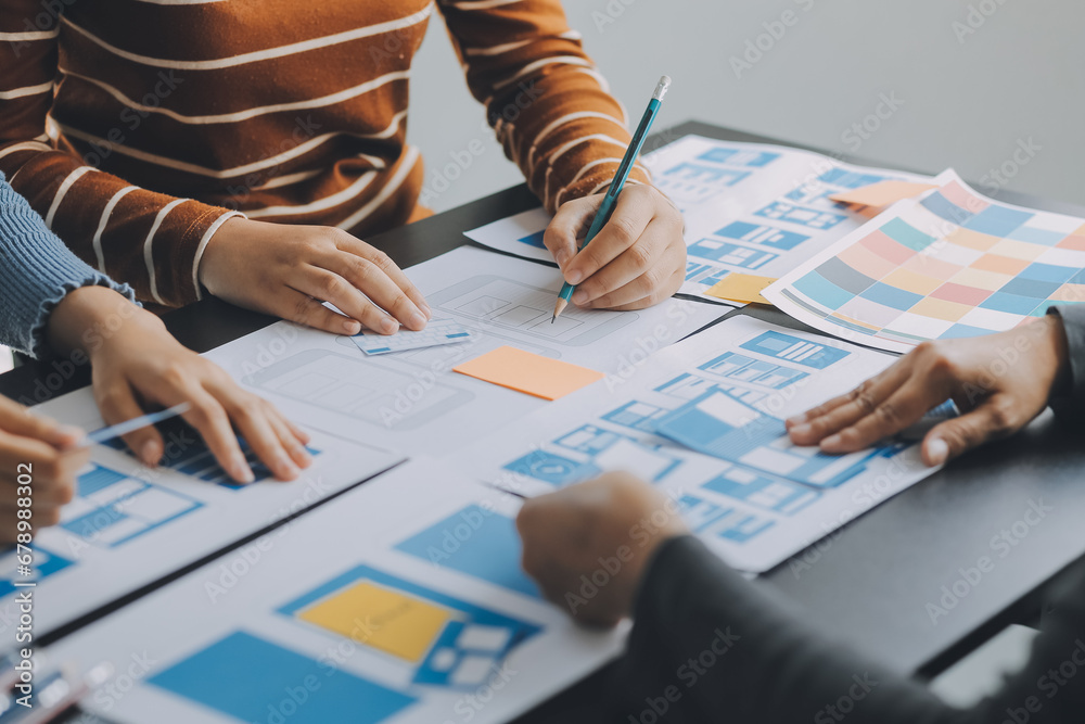 Wall mural ux graphic designer creative sketch planning application process development prototype wireframe for