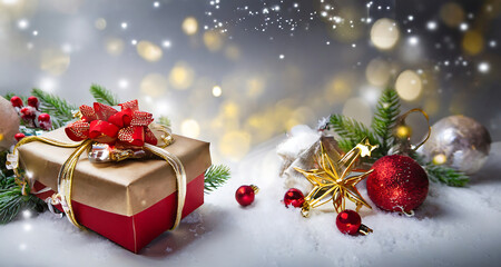 christmas gift box and decorations