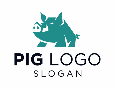 Logo about Pig created using the CorelDraw application. on a white background.
