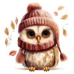 Cozy Winter Scarf Owl Clipart