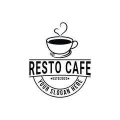 Coffee cup logo design for restaurant coffee shop vintage retro style