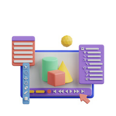 3D Illustration of Vibrant Graphic Design Concepts