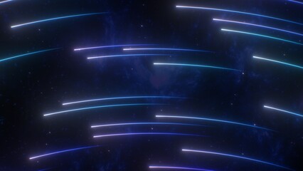 Beautiful Shooting Stars Flying In Curved Arc High In Dark Night Sky - Abstract Background Texture © IncrediVFX