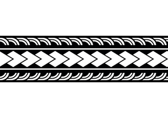 Maori polynesian tattoo bracelet. Tribal sleeve seamless pattern vector. Samoan border tattoo design fore arm or foot. Armband tattoo tribal. band fabric seamless ornament isolated on white background