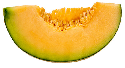 Cantaloupe melon cut in half on white background. Sweet Orange Melon isolate on white PNG File.