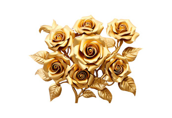 Golden rose bouquet No shadows, highest details