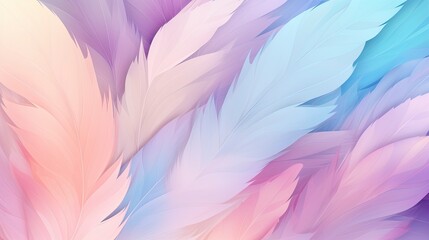 Abstract Background with Pastel-Colored Feathers.