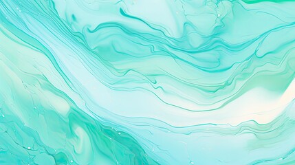 Obraz premium Pastel Cyan Mint Marbled Watercolor Background with White Lines for Wedding Invitations.