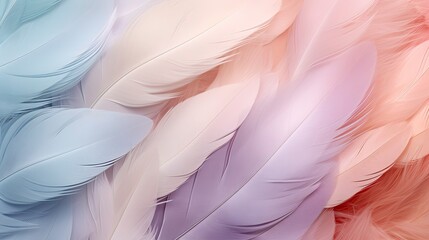 Abstract Background with Pastel-Colored Feathers.