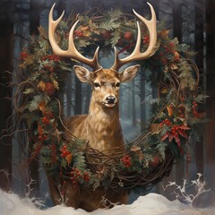 christmas deer in the woods