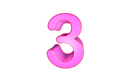 Creative Pink design  3d number 3