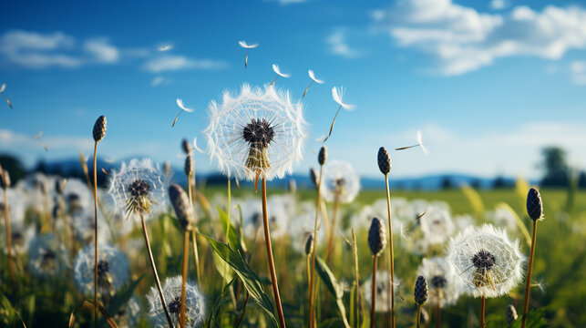 dandelion in the grass HD 8K wallpaper Stock Photographic Image