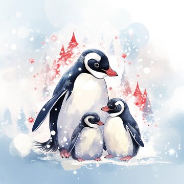 penguin on snow