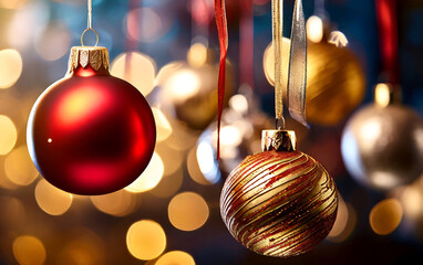christmas decoration on red background