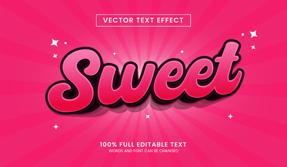 Design editable text effect, Sweet 3d cartoon vector illustration