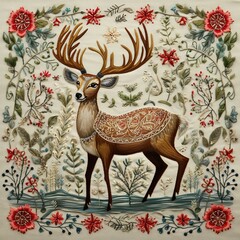christmas deer on a wooden background