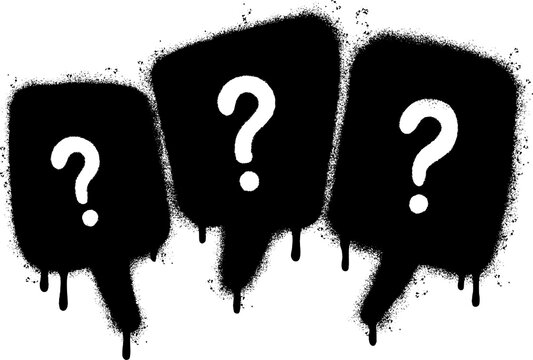 Spray Painted Graffiti Question Icon Sprayed isolated with a white background.