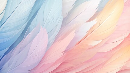 Fototapeta na wymiar Abstract Background with Pastel-Colored Feathers.