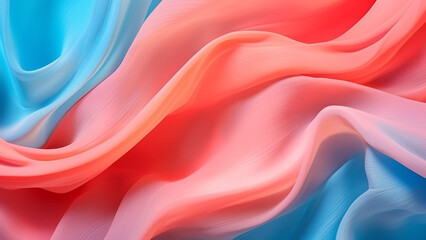 Obraz premium Aqua and Coral Pink Fluid Color Waves Modern Designs