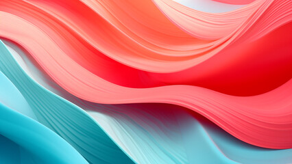 Aqua and Coral Pink Fluid Color Waves Modern Designs
