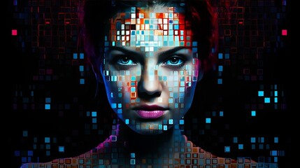 pixel art female fashion portrait, 16:9