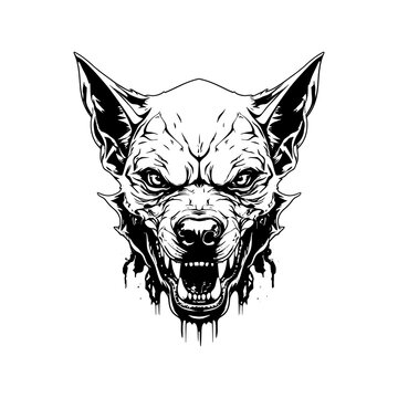 dog wolf tiger lion cat skull vector illustration for tattoo, printing on t-shirts, posters and other items. animal skeleton drawing. wildlife tattoo symbol design.