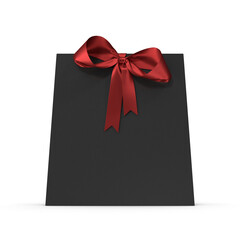 3D gift bag with red ribbon transparent background